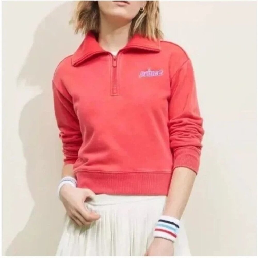 NEW Prince Pickleball Red 1/4 Zip French Terry Pullover Size M